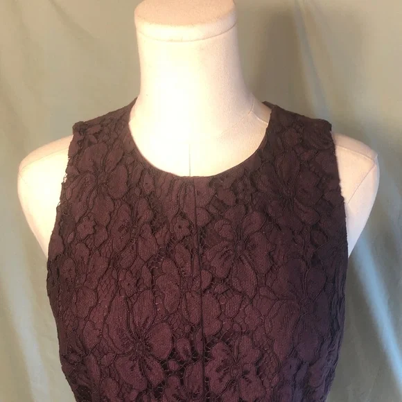 Plum A-line Cotton Blend Lace Midi Dress Ann Taylor - Picture 4 of 15
